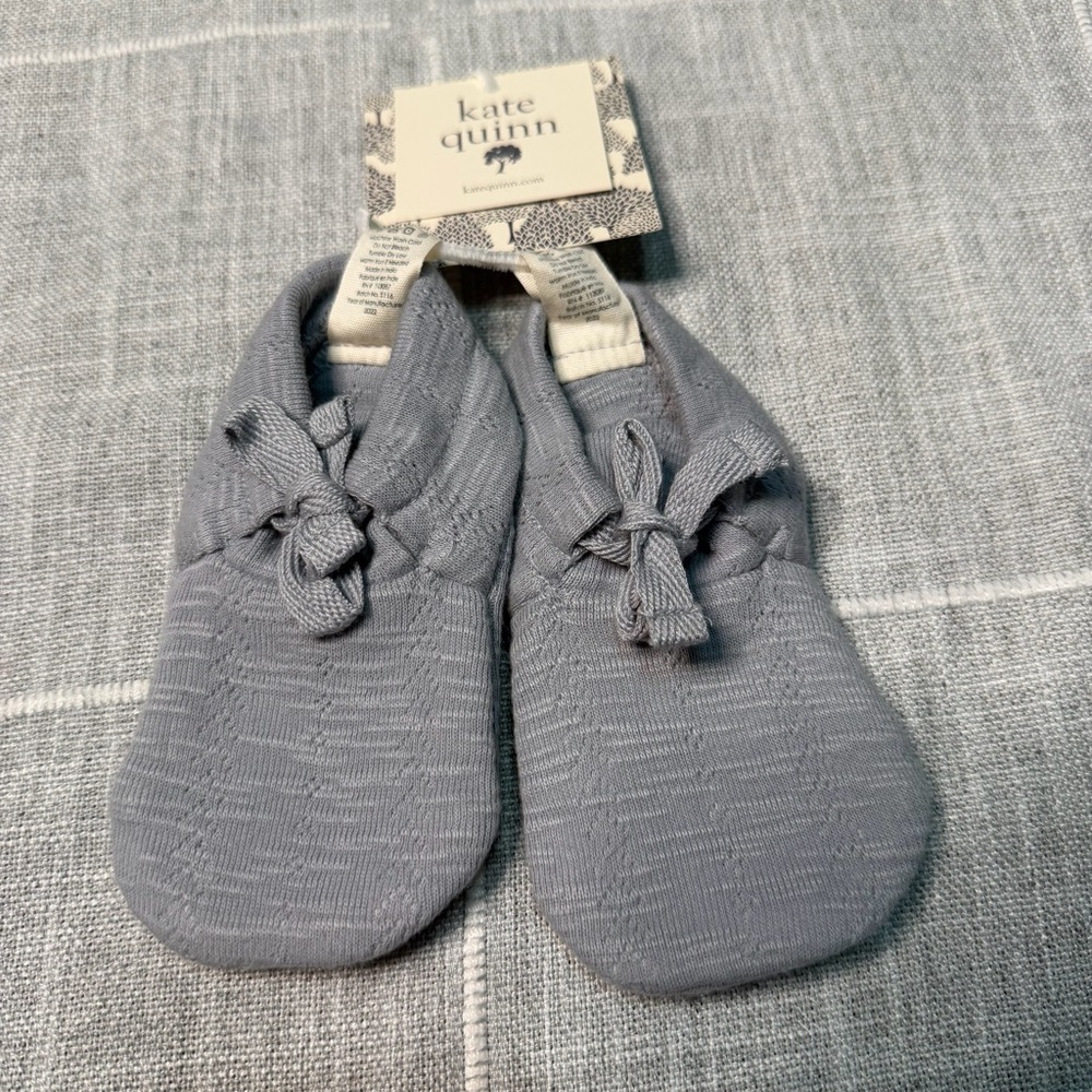 Kate Quinn 12-18 Months Tie Booties Blue Cotton NEW‎